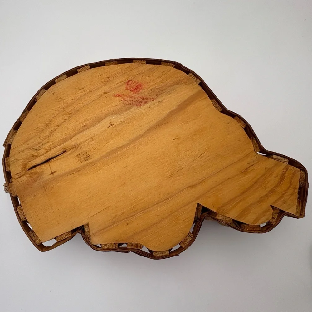 Vintage Arkansas Razorback Wood and Woven Basket - Go Hogs!
